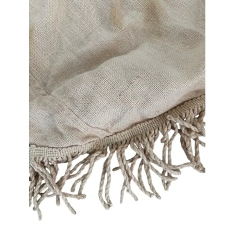 Ballard Discolored Crafts Fringed Burlap Tablecloth 90
